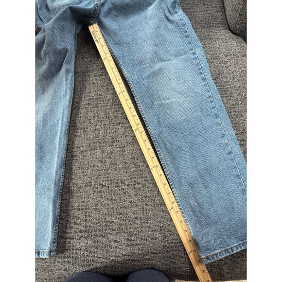 Levis 505 Mens Straight Leg Jeans Size 35Wx30L Medium Wash Blue Denim Classic Fi - Picture 8 of 8